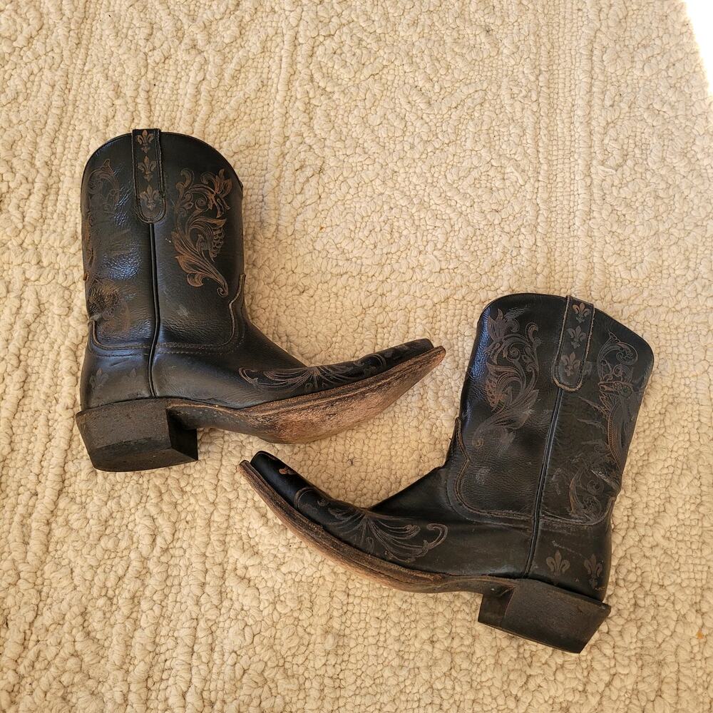Ariat Black Mid Rise Cowboy Western Boots Sz 8 - Picture 2 of 7